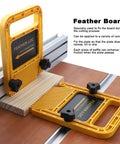 Adjustable Woodworking Featherboard Jig, Six Inch Abs Safety Clamping Tool With Rock Solid Non Slip Holders in use on a router table.
