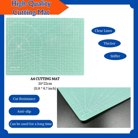 A4 cutting mat with grid lines from 64 Piece Ultimate Hobby Model Tool Kit For Miniature Builds And Gundam Projects, size 30x22cm.