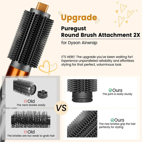 Upgraded 2.3inch Round Volumizing Brush Attachment For Dyson Airwrap HS01 HS05 HS08 Model comparison with durable bristles