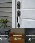 Robust As Hell Slick Fingerprint Smart Door Lock With Keypad And Touchscreen Automatic Deadbolt Oil Rubbed Bronze Finish installed on a door.