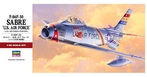 F-86F-30 Sabre 1/48 Scale Jet Fighter Model Kit With Pilot Figure Openable Canopy Decals for Multiple USAF Variants 93 Parts