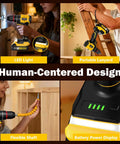 Cordless Power Drill Set With Brushless Motor 620 In Lbs Torque used for home DIY with LED light and battery display