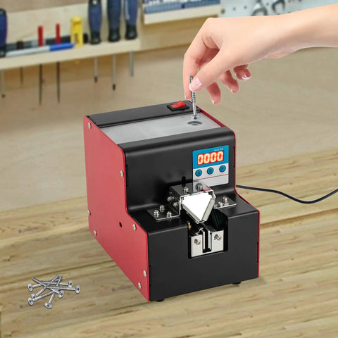 Straight Shooter Automatic Screw Feeder Machine Featuring Bright LCD Screen, hand inserting screw, suitable for M2 to M4 screws.