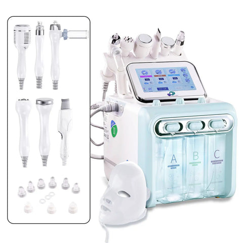 7 In 1 Facial Care Machine With Mask Oxygen Hydrogen Spa Tool Multifunctional Skin Care Device with touch screen and attachments