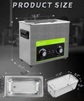 6L High Power Ultrasonic Parts Cleaner With 180W Beefy Cleaning Power, dimensions and features, adjustable heat and timer, top view