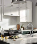 Modern kitchen with Elmhurst Do-It-All Single-Handle Kitchen Faucet With Pull-Down Sprayer, Chrome Finish on island