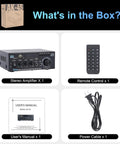 Dope Bluetooth 5.0 Stereo Amplifier 400W 2 Channel For Home with FM, remote, manual, power cable in box