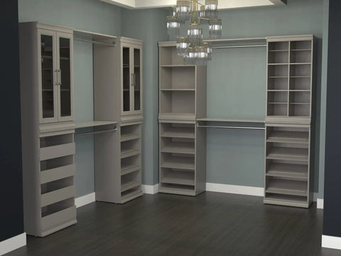 Total Game Changer Modular Closet Organizer With Four Adjustable Angled Shoe Shelves And Slick Taupe Finish For Seamless Stacked Storage Setup Hardware Included