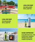 1.9L Mini Scuba Tank For Adults Portable Diving Kit For Snorkeling And Shallow Water Exploration Lightweight Green on beach
