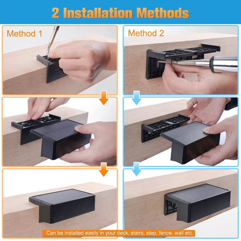 Two installation methods for Outdoor Solar Fence Lights 12 Pack With 1800mAh Battery Waterproof LED Color Glow