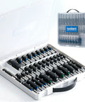 Open case showing 34 Piece Magnetic Nut Driver Set With Impact Driver Bits Deep Nut Drivers And Socket Adapters for overhead work.