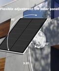 5W Outdoor USB Solar Panel For Security Cameras With Micro USB And USB-C, Adjustable Mount shown on building exterior