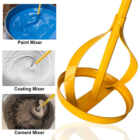 Beefy Paint And Mud Mixer Stirrer For Drill, 1 To 5 Gallon Drums, Fits All Standard Drill Bits, Hex Head Non Slip, Easy To Clean Paint And Plaster Mixing Paddle Tool Yellow in drum mixing paint, coating, and cement