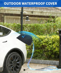 Heavy Duty Ev Charger Port Cover shields your socket from rain, fitted on a white electric vehicle, with magnetic grip.