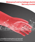 Heavy Duty Insulating Gloves For High Voltage Electric Work 1.8mm Thick Red Rubber Handwear, waterproof feature displayed