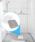 Square Shower Drain Cover 5.7 Inch TPR Silicone Hair Catcher Filter Two Pack Grey in modern shower setting.