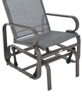 Outdoor Glider Chair For Patio With Smooth Gliding Mechanism And Lightweight Construction For A Chill Backyard Lounging Experience Ergonomic 28 Inch Back With Neck Support Gray, steel frame