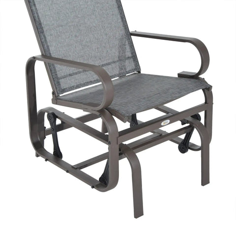 Outdoor Glider Chair For Patio With Smooth Gliding Mechanism And Lightweight Construction For A Chill Backyard Lounging Experience Ergonomic 28 Inch Back With Neck Support Gray, steel frame