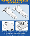 Rock Solid Heavy Duty Chrome Hinge 2 Pack Zinc Alloy RV Door Hardware For Class A Travel Trailers And Fifth Wheels Built Tough for BBQ Grills
