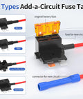 36 Piece 12V Fuse Tap Kit With 5A 10A 15A 20A Fuses Dual Slot Jumpers Low Profile Mini And Micro2 Adapters diagram