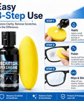 30ml Eyeglass Scratch Repair Kit With Sponge Polishing Compound Quick Fix For Glasses And Screens, shown with yellow sponge