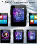 Bluetooth 5.2 MP3 Player With 32GB Built In, Dope Portable Mini Music Player With 1.8 Inch Screen showing various features