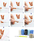 Step-by-step guide for Latch Hook Kit For Beginners, 17x17 Inch Pre Printed Animal Cushion Cover With Easy Tools, Red Panda Design
