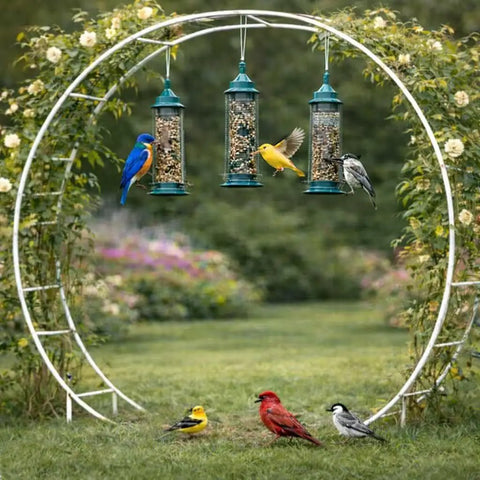 Sturdy Six Point Five Foot Round Metal Garden Arch For Indoor And Outdoor Parties And Decor With Ground Anchors And Easy Assembly Support Legs