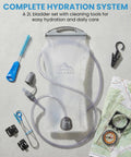 Go To 2L Hydration Bladder Kit with Cleaning Kit on a surface showing brushes, clips, and tube for easy hydration
