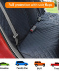 Waterproof Dog Car Seat Cover with Side Flap for Cars Trucks and SUVs Backseat Protector shown in car backseat with full coverage