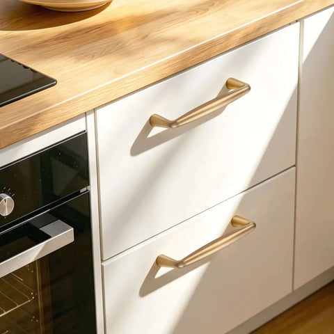 30 Pack Champagne Bronze Cabinet Pulls 3 Inch Hole Centers 3-3/8 Inch Overall Length Zinc Alloy Drawer Pulls Kitchen Handles Modern Sleek Design With Comfortable Grip on white kitchen drawers