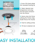 Installation guide for 6 Pack 5 To 6 Inch Gimbal LED Recessed Downlights, 11W To 90W Equiv, 5 Color Temperature Options 2700K-5000K
