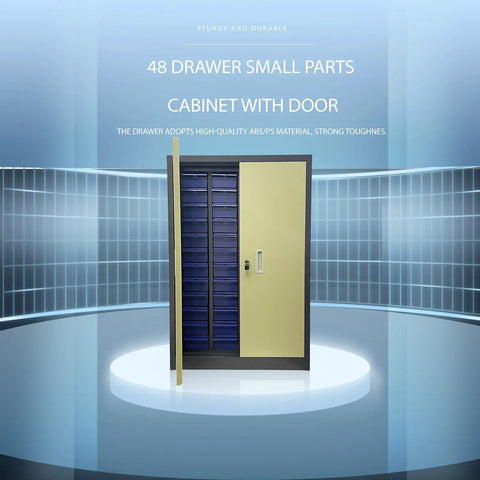 Heavy Duty Hardware Organizer With 48 Drawers And Doors Tool Cabinet Storage Box For Parts Durable Steel Cabinet For Workshop Or Garage Easy Access And Organized Parts Storage