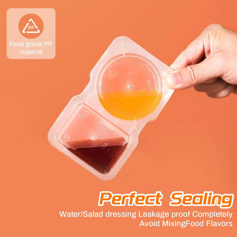 Hand holding 24 Piece Reusable Snack Containers With Lids Dual Compartment Leakproof Meal Prep Boxes, showcasing leakproof seal.