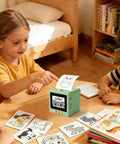 Portable AI Voice Sticker Printer With Bright HD Display, Ink Free Thermal Art Maker For Kids in use with children.