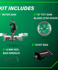 Heavy Duty 12 Inch Dual Bevel Sliding Miter Saw Workhorse With 4000 RPM No Load Speed, kit includes saw, blade, wrench, dust bag