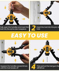 Steps showing how to use One Quarter Inch Pop Rivet Gun Kit With 200 Blind Rivets And Five Interchangeable Rivet Heads for metal fastening