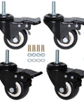 Heavy Duty 2 Inch Swivel Caster Wheels With Five Sixteenth Inch Threaded Mount 330 Lb Capacity, tools, and hardware kit