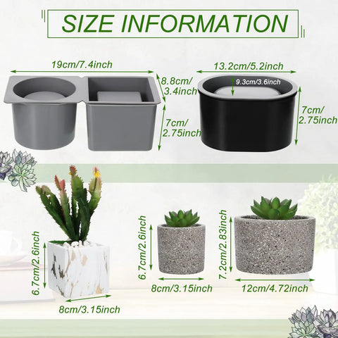 3 Pack Concrete Molds For Planters, Silicone Mold Set For Cement Pots, DIY Succulent Pots, Square And Round Shapes