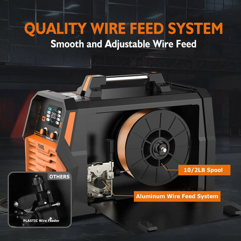 4 In 1 MIG Welder 200A Multi Process With Gas MIG Flux Core Stick Lift TIG Dual Voltage 110V 220V Large LED Display