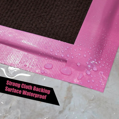 Pink Duct Tape Heavy Duty 2 Roll Set, 9 Mil Thick, 2 Inch By 25 Yards Each, Waterproof No Residue Tear By Hand Tape Built For Indoor And Outdoor Fixes, Flexible Adhesive For Quick DIY Jobs, Tough As Nails pink duct tape with water droplets on cloth backing