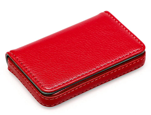 Red Leather Minimalist RFID Blocking Wallet With Magnetic Card Holder For Business Cards And Everyday Essentials, Slick Yet Durable