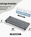 Total Game Changer For Messy Counters, This Fast Drying Diatomite Sink Caddy with dimensions 10x4 inches and package details.