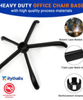 Heavy Duty 28 Inch Office Chair Base Replacement For Most Chairs 2400 Lbs Capacity Matte Black Metal Legs With Universal Casters Sockets