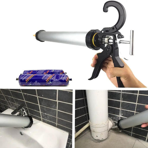 Pro Grade Sausage Caulking Gun For 20 Ounce Sausage Foil Packs Or 10 Ounce Cartridges Aluminum Cartridge 12 To 1 Thrust 600ml Capacity Silver Finish
