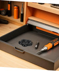 Black Bakelite Spigot Handle Replacement Knobs 6CM 6STAR Fit 8X8MM Stem Hole on tool tray with orange screwdriver