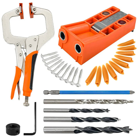 All In One Twin Pocket Hole Jig Kit With 11 Inch Clamp For Quick Woodworking Fixes Pro DIY Ready Includes Square Driver Bit Hex Wrench