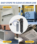No Sweat AC Drain Line Cleaner Kit Packed With Six Unthreaded CO2 Cartridges and a Flexible Hose for different AC systems.