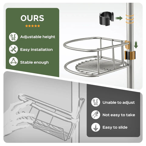 Heavy Duty Four Tier Corner Shower Caddy Telescoping Tension Pole Quick Adjust Shelves Bathroom Storage Rustproof Non Slip Shampoo Holder Built Like A Tank And Stays Put