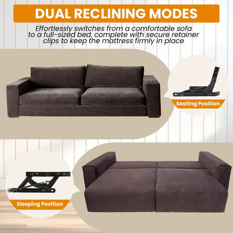 Adjustable Futon Hinges With Spring Mechanism Replacement Smooth Sofa To Bed Converter showcasing dual reclining modes for easy conversion.